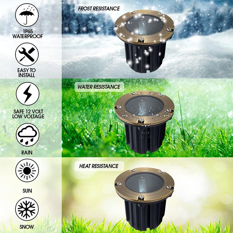 MIK Solutions LED Spot Lights Outdoor Landscape Lighting Well Lights 173 - Solid Brass In Ground Light with 7W LED Bulb Security Landscape for Bright Long Lasting Home Garden Patio Pool Area Deck Lighting - Image 3